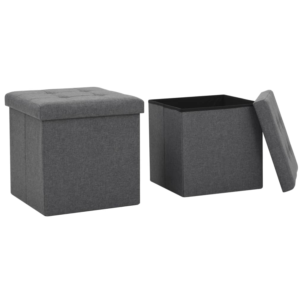 8718475616672_a_en_hd_1 vidaXL Folding Storage Stools 2 pcs Dark Grey Faux Linen - Image 1