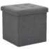 vidaXL Folding Storage Stools 2 pcs Dark Grey Faux Linen - Image 2