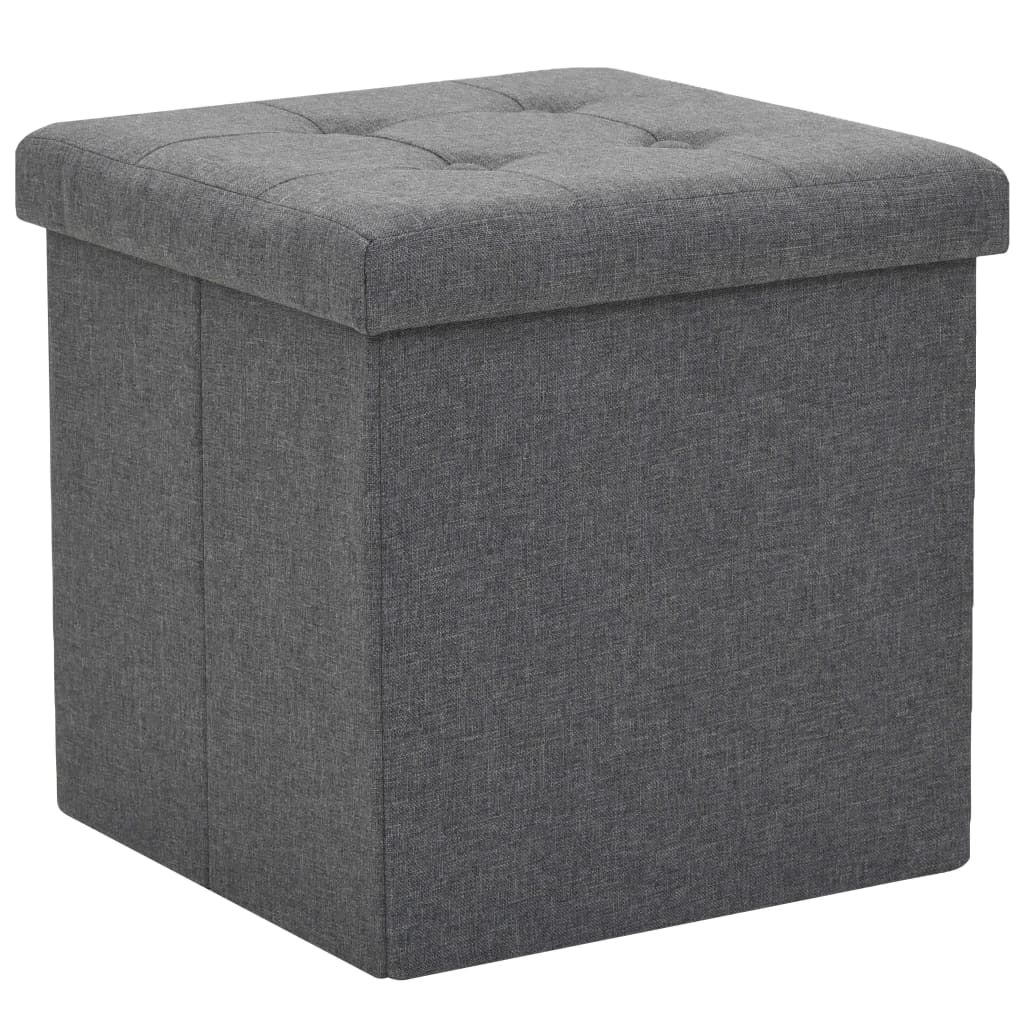 8718475616672_g_en_hd_1 vidaXL Folding Storage Stools 2 pcs Dark Grey Faux Linen - Image 2