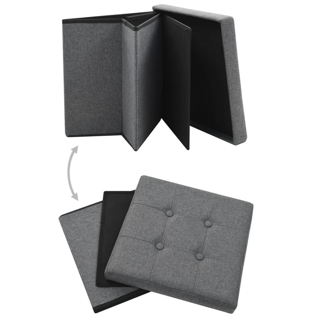 8718475616672_g_en_hd_2 vidaXL Folding Storage Stools 2 pcs Dark Grey Faux Linen - Image 3