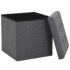 vidaXL Folding Storage Stools 2 pcs Dark Grey Faux Linen - Image 4