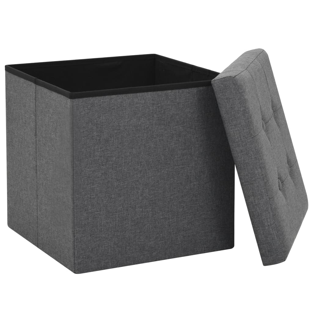 8718475616672_g_en_hd_3 vidaXL Folding Storage Stools 2 pcs Dark Grey Faux Linen - Image 4