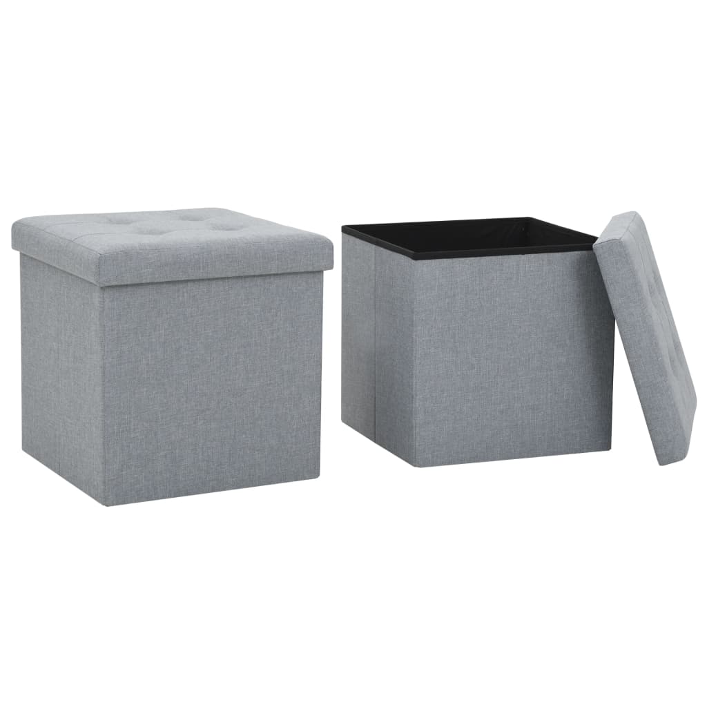 8718475616689_a_en_hd_1 vidaXL Folding Storage Stools 2 pcs Light Grey Faux Linen - Image 1