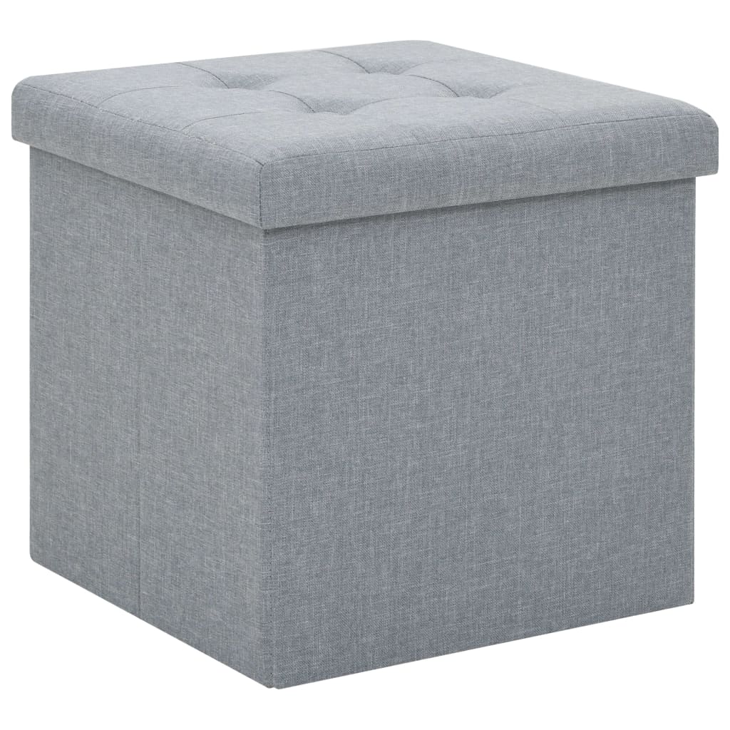 8718475616689_g_en_hd_1 vidaXL Folding Storage Stools 2 pcs Light Grey Faux Linen - Image 2