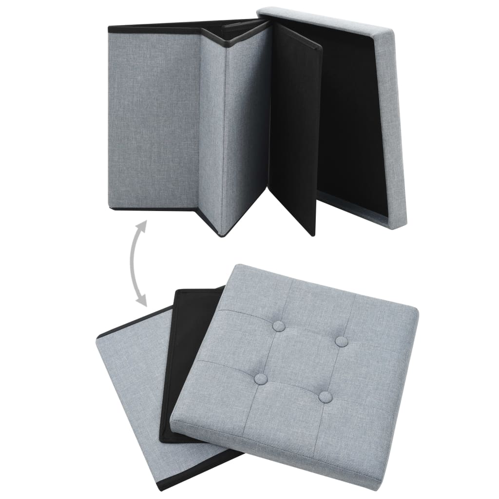 8718475616689_g_en_hd_2 vidaXL Folding Storage Stools 2 pcs Light Grey Faux Linen - Image 3