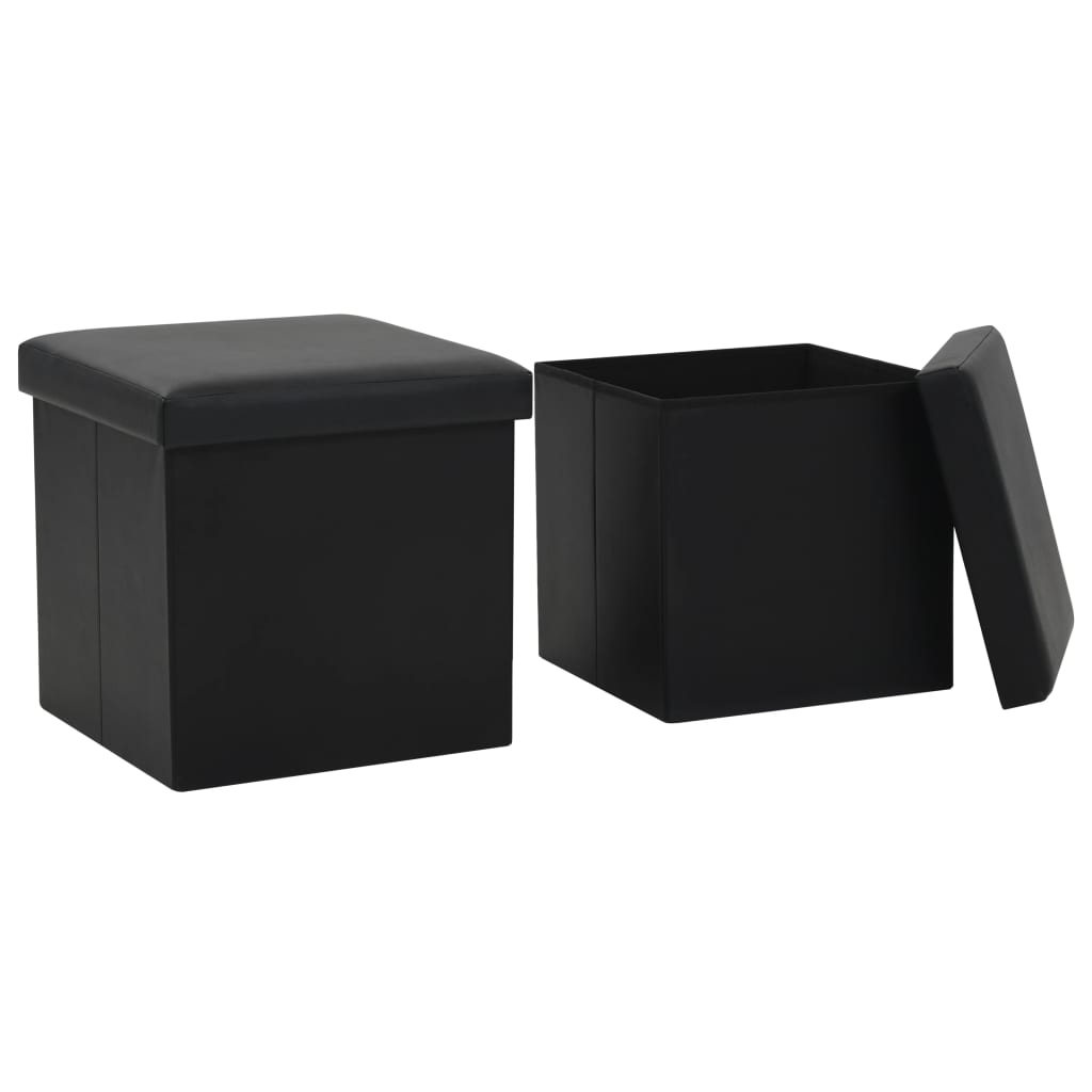 8718475616719_a_en_hd_1 vidaXL Folding Storage Stools 2 pcs Black Faux Leather - Image 1