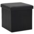 vidaXL Folding Storage Stools 2 pcs Black Faux Leather - Image 2