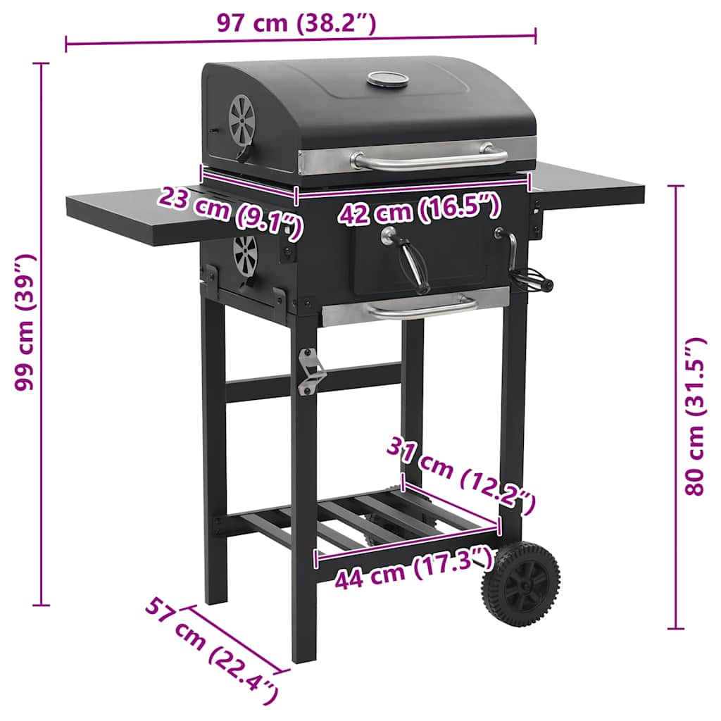 8718475616900_g_en_hd_12 vidaXL Charcoal-Fueled BBQ Grill with Bottom Shelf Black - Image 13