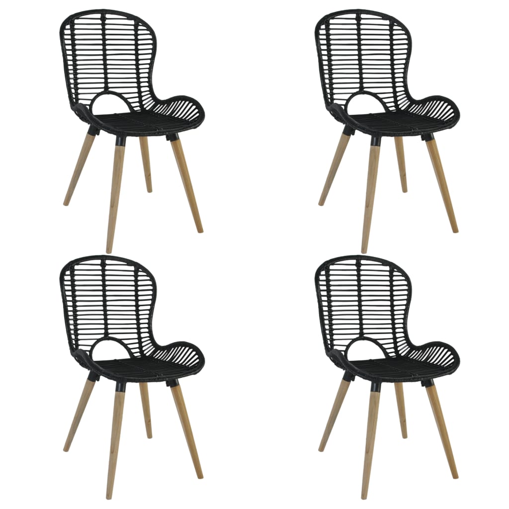 8718475617082_a_en_hd_1 vidaXL Dining Chairs 4 pcs Black Natural Rattan - Image 1