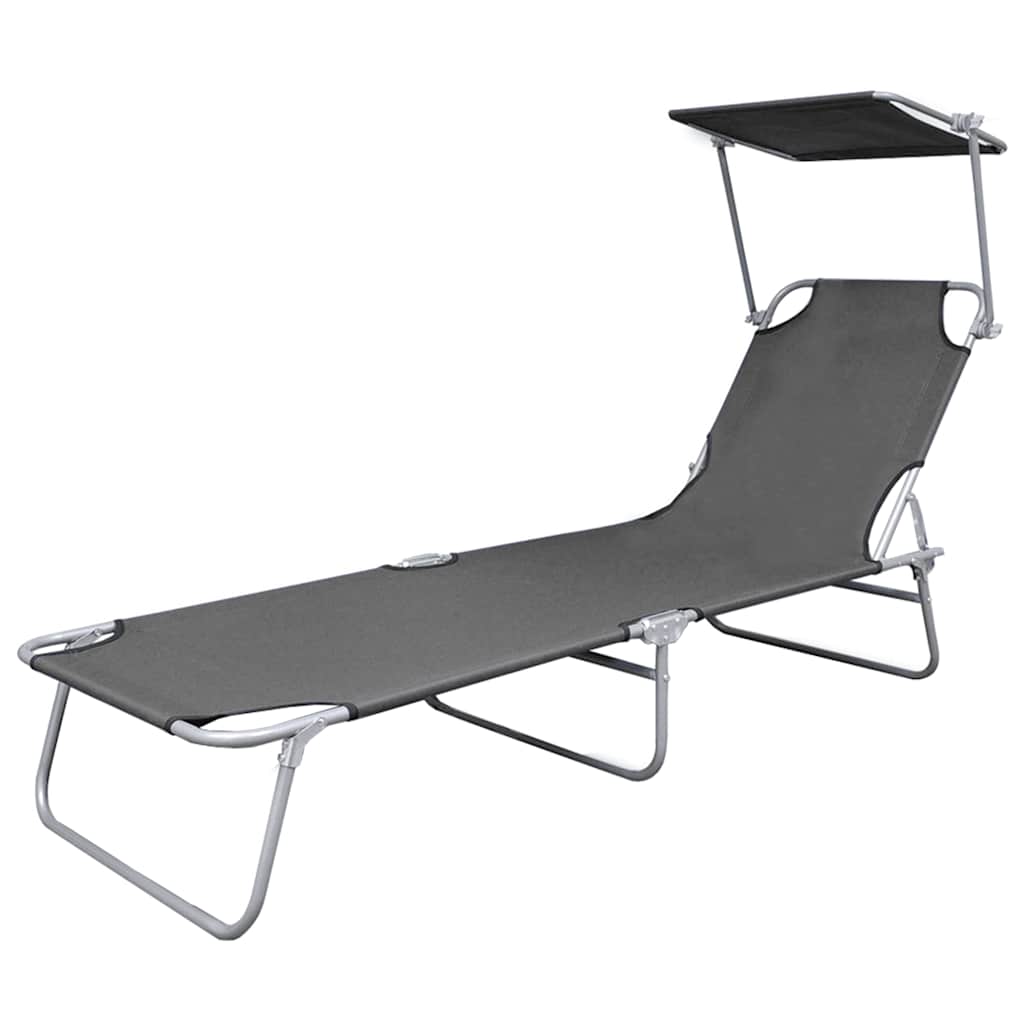 8718475617679_g_en_hd_1 vidaXL Folding Sun Lounger with Canopy Steel Grey - Image 2