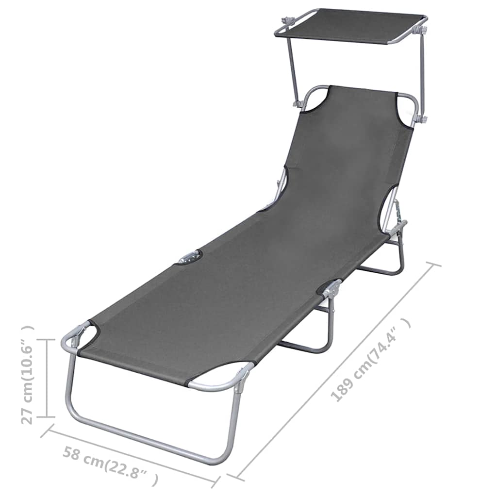 8718475617679_g_en_hd_6 vidaXL Folding Sun Lounger with Canopy Steel Grey - Image 7