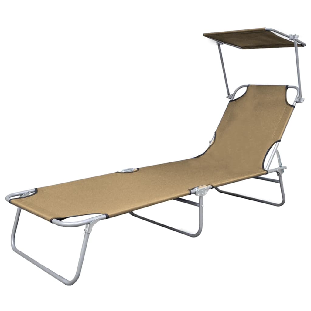 8718475617686_g_en_hd_2 vidaXL Folding Sun Lounger with Canopy Steel Taupe - Image 3