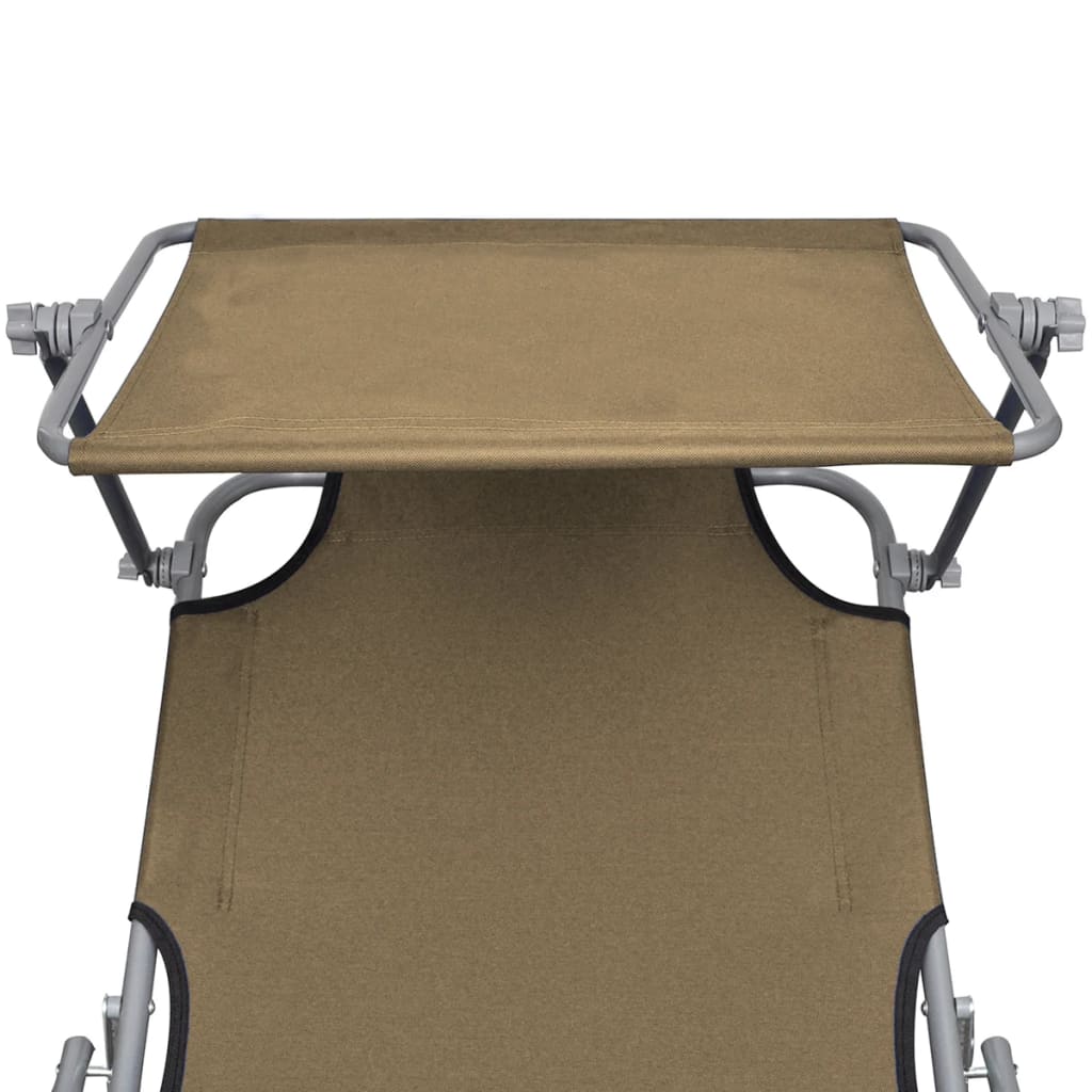 8718475617686_g_en_hd_4 vidaXL Folding Sun Lounger with Canopy Steel Taupe - Image 5