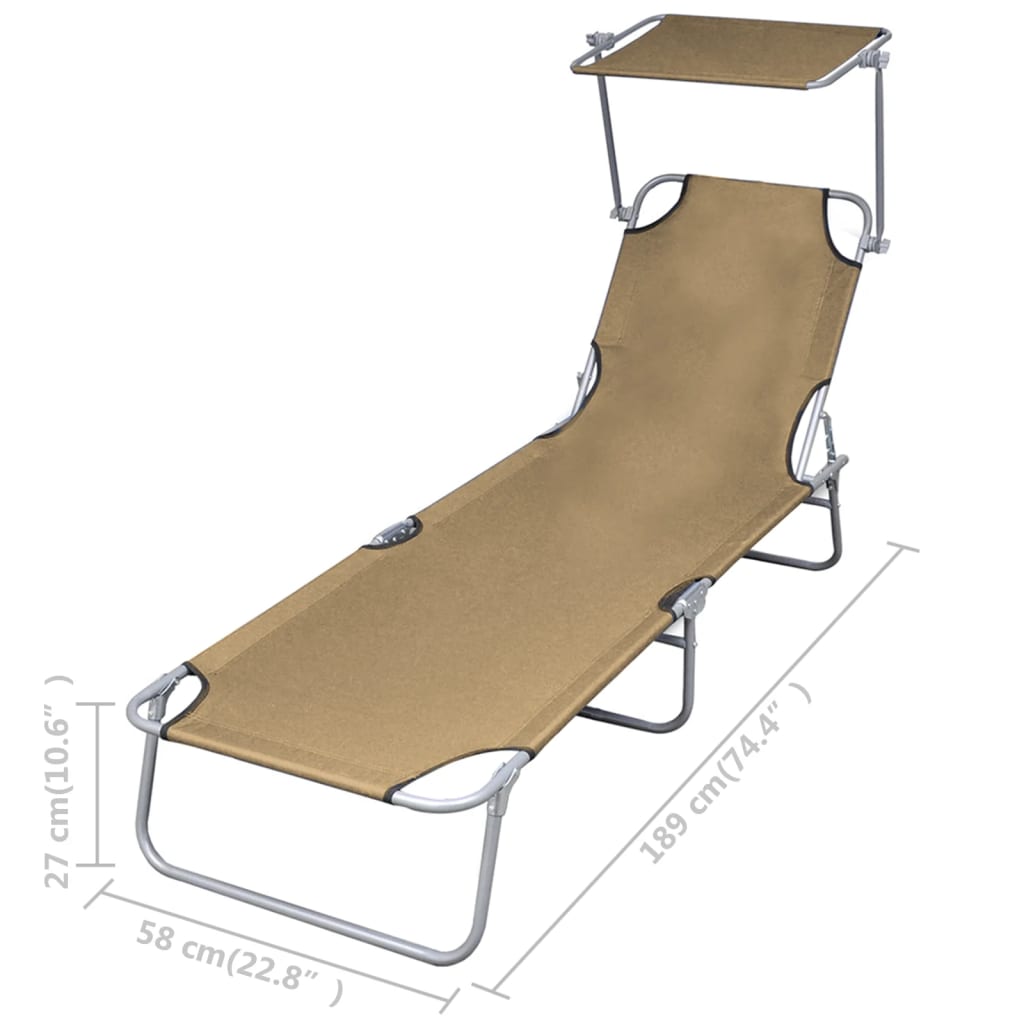 8718475617686_g_en_hd_6 vidaXL Folding Sun Lounger with Canopy Steel Taupe - Image 7