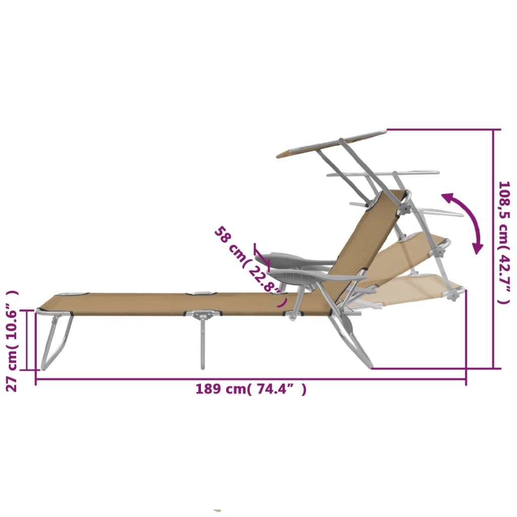 8718475617730_g_en_hd_7 vidaXL Folding Sun Lounger with Canopy Steel Taupe - Image 8