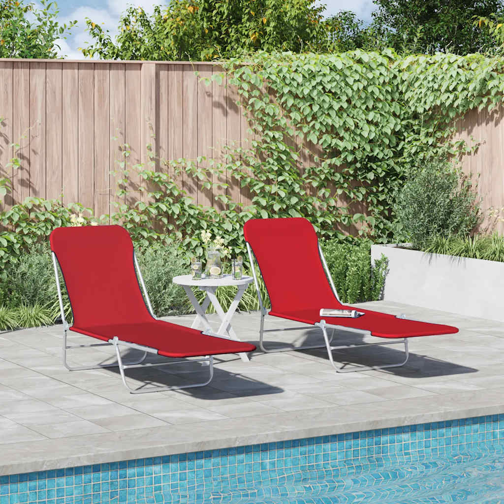 8718475617778_g_en_hd_1 vidaXL Folding Sun Loungers 2 pcs Steel and Fabric Red - Image 2
