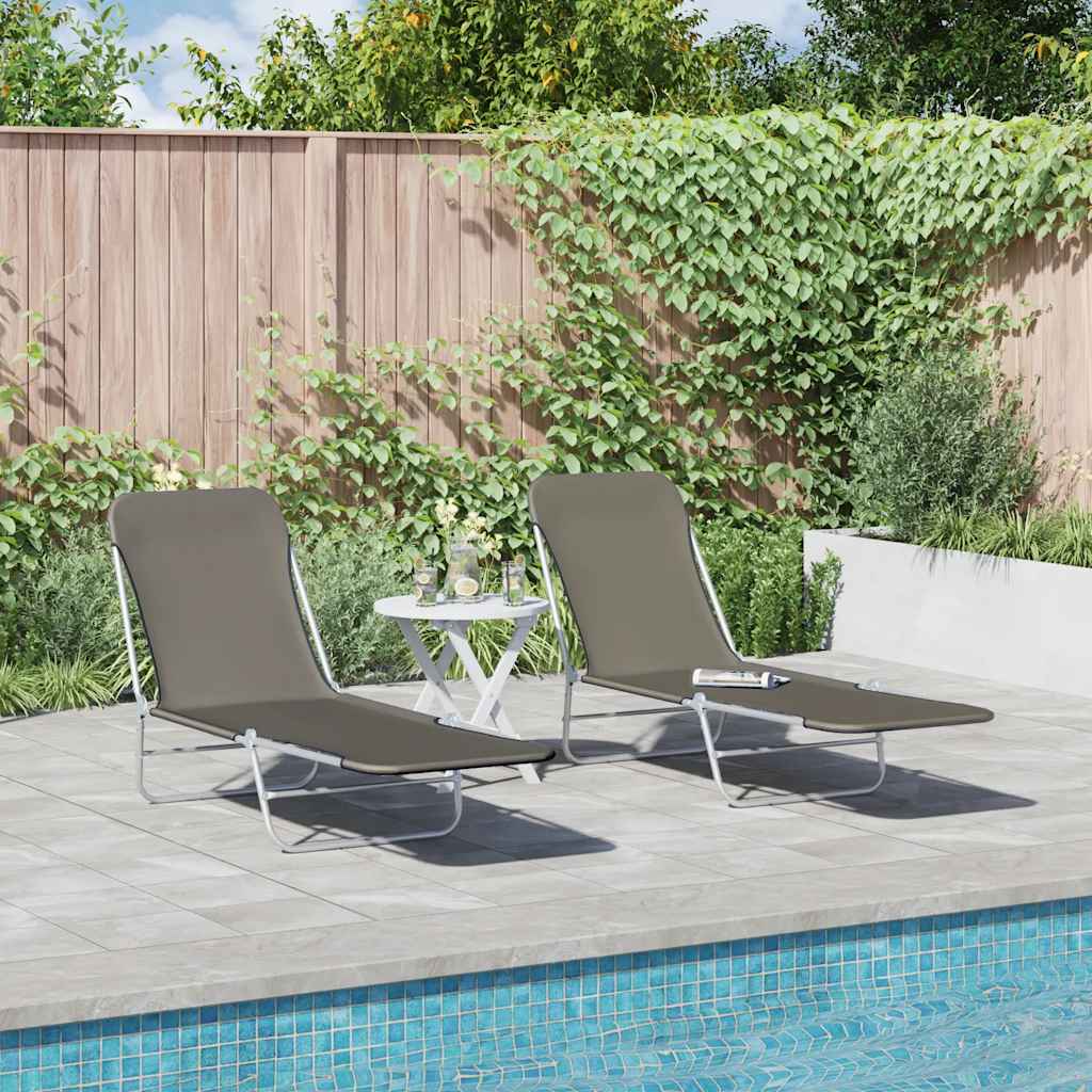 8718475617785_g_en_hd_1 vidaXL Folding Sun Loungers 2 pcs Steel and Fabric Grey - Image 2