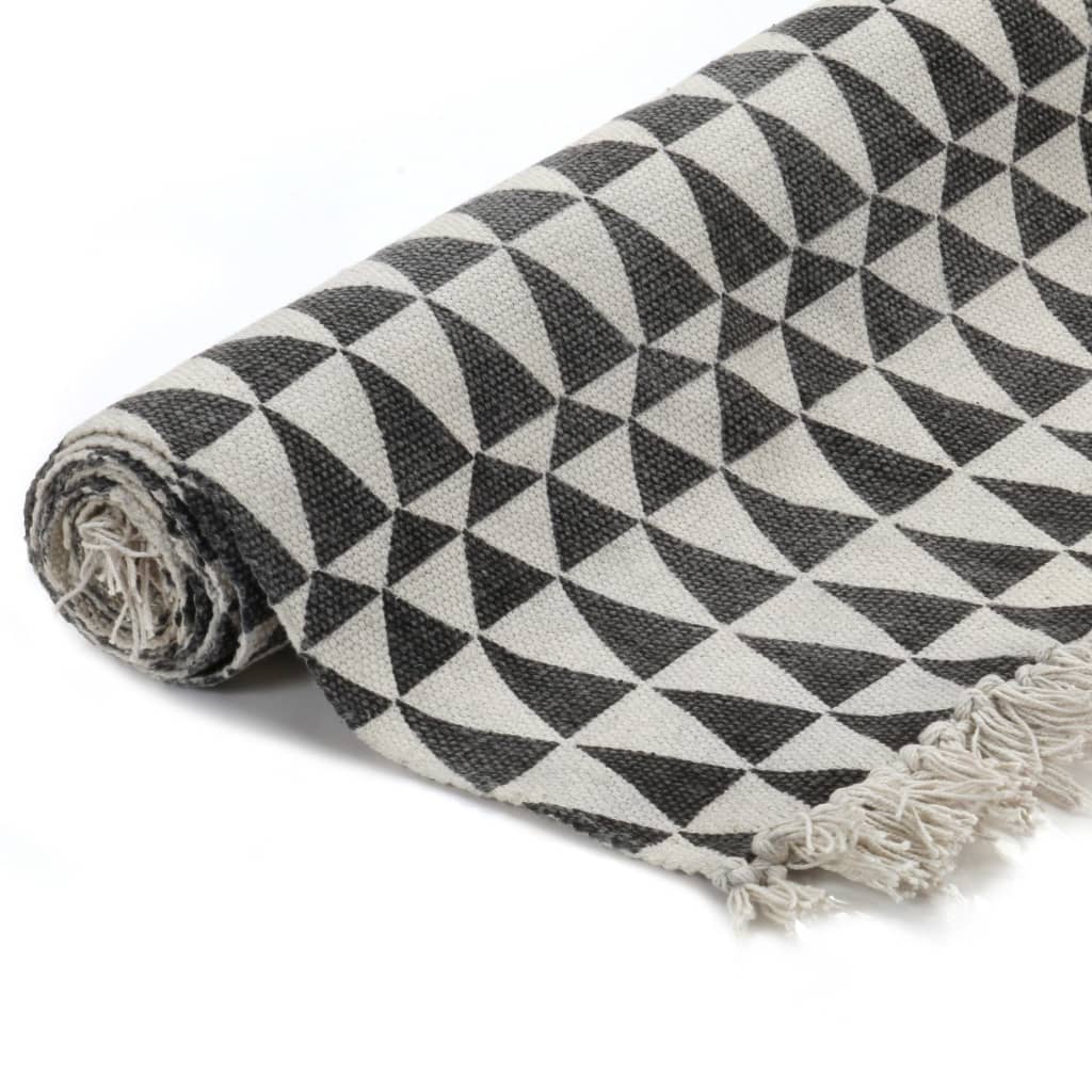 8718475619765_g_en_hd_1 vidaXL Kilim Rug Cotton 120x180 cm with Pattern Black/White - Image 2