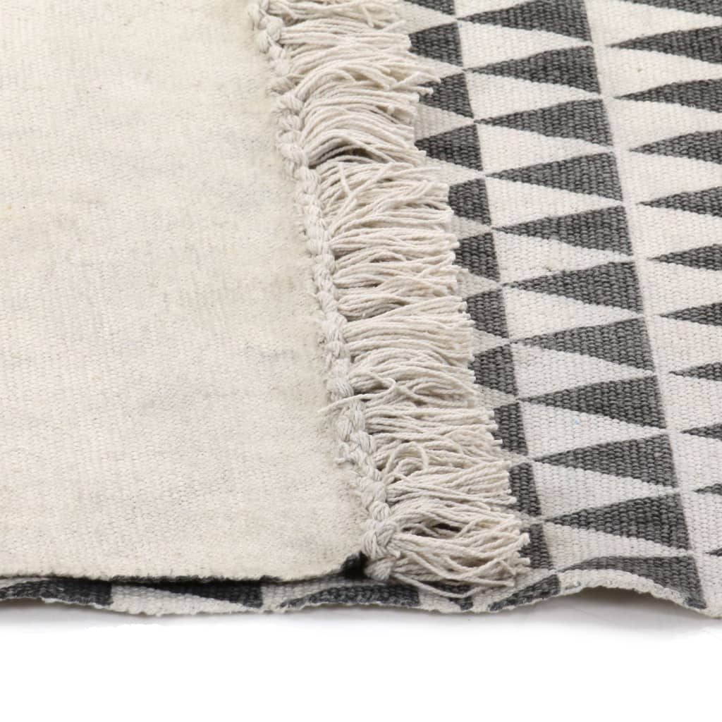 8718475619765_g_en_hd_3 vidaXL Kilim Rug Cotton 120x180 cm with Pattern Black/White - Image 4