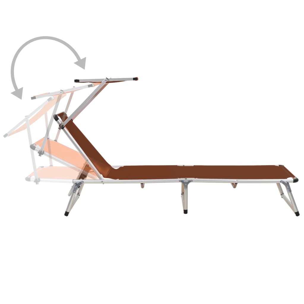 8718475621331_g_en_hd_1 vidaXL Folding Sun Lounger with Roof Aluminium and Textilene Brown - Image 2