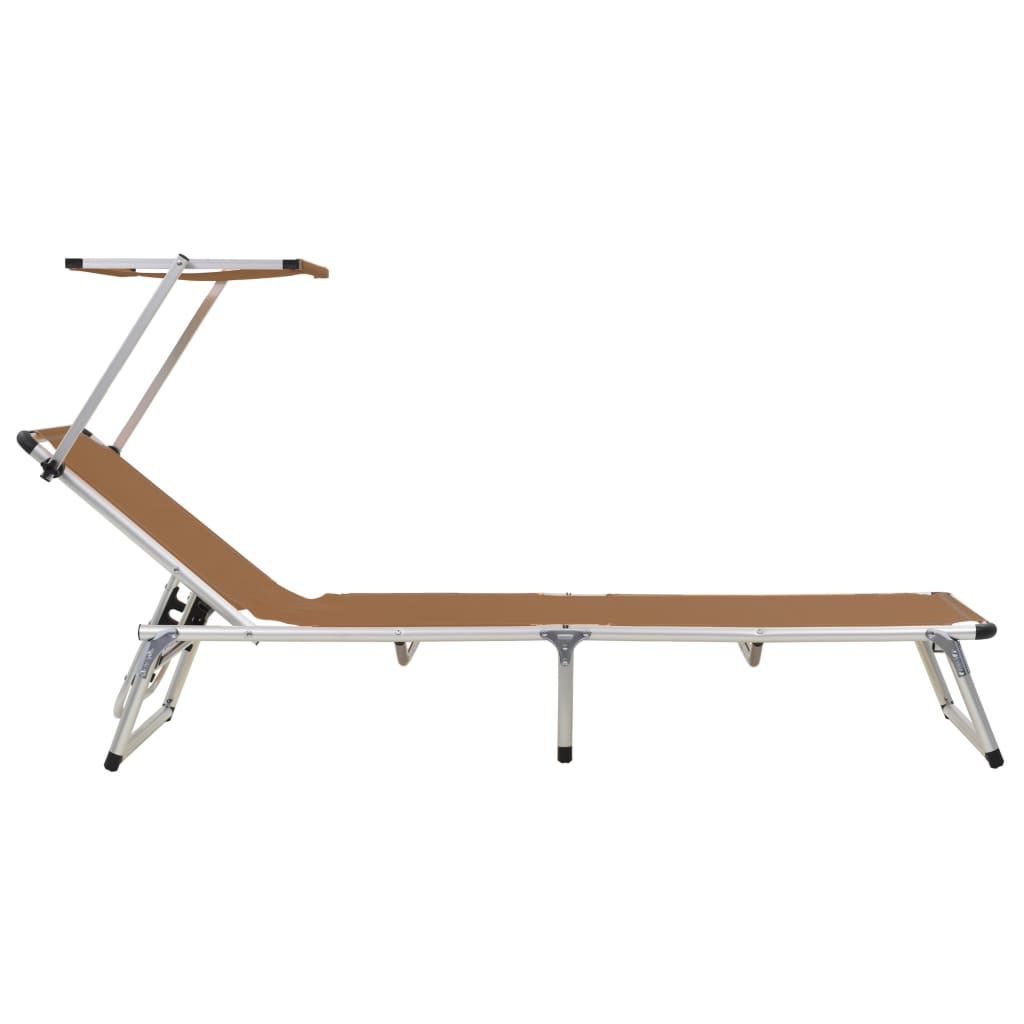 8718475621331_g_en_hd_2 vidaXL Folding Sun Lounger with Roof Aluminium and Textilene Brown - Image 3