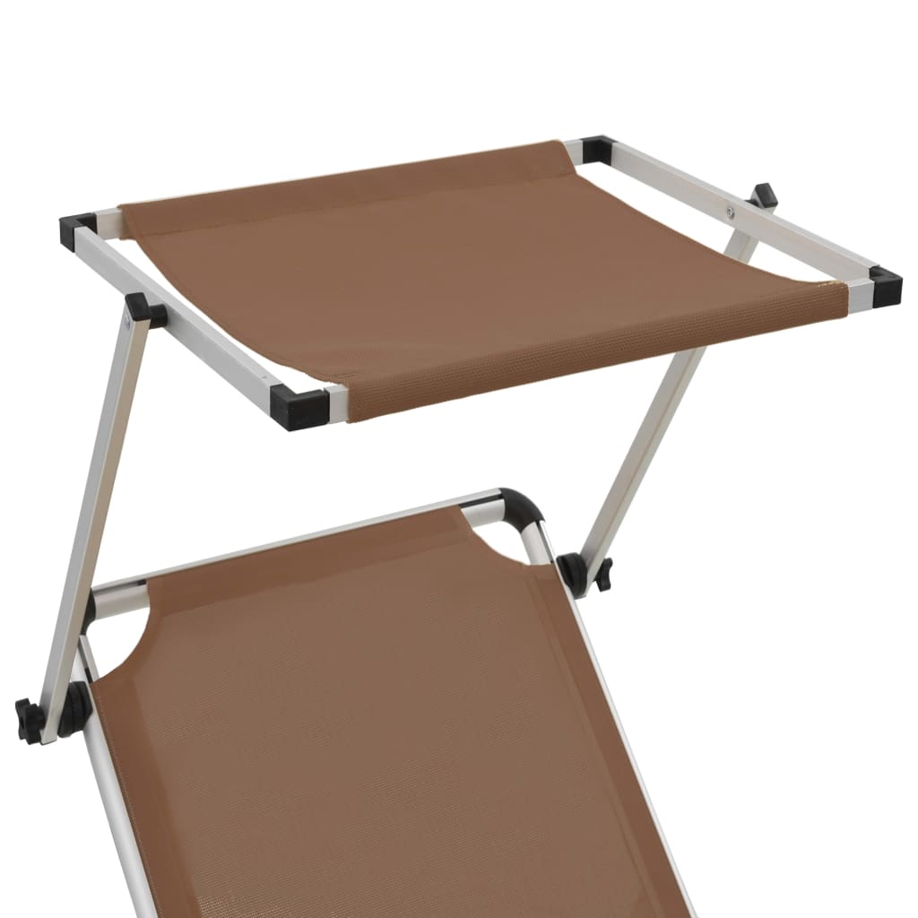8718475621331_g_en_hd_5 vidaXL Folding Sun Lounger with Roof Aluminium and Textilene Brown - Image 6