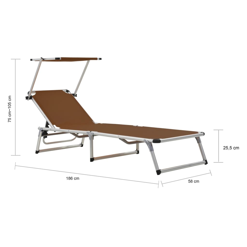8718475621331_g_en_hd_9 vidaXL Folding Sun Lounger with Roof Aluminium and Textilene Brown - Image 10