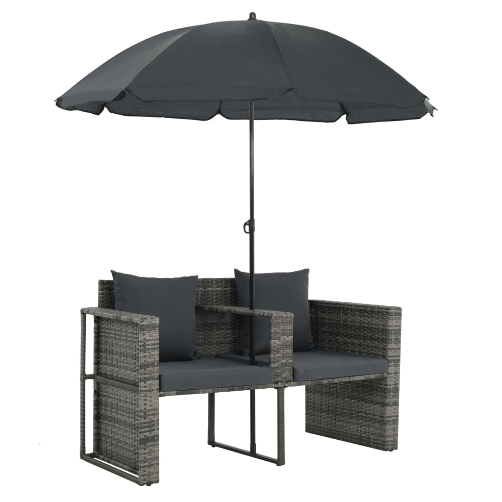 8718475621812_g_en_hd_1 vidaXL 2 Seater Garden Sofa with Cushions and Parasol Grey Poly Rattan - Image 3