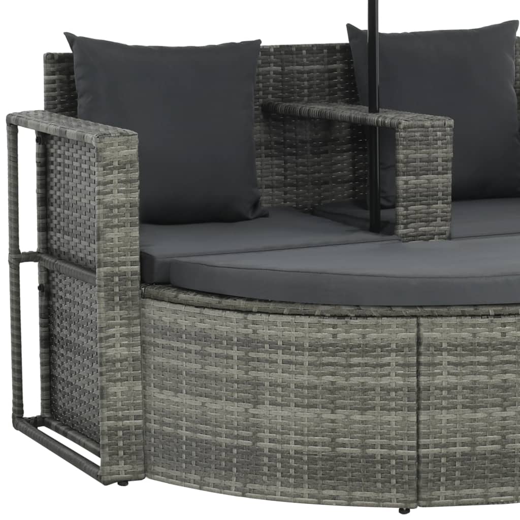 8718475621812_g_en_hd_4 vidaXL 2 Seater Garden Sofa with Cushions and Parasol Grey Poly Rattan - Image 6