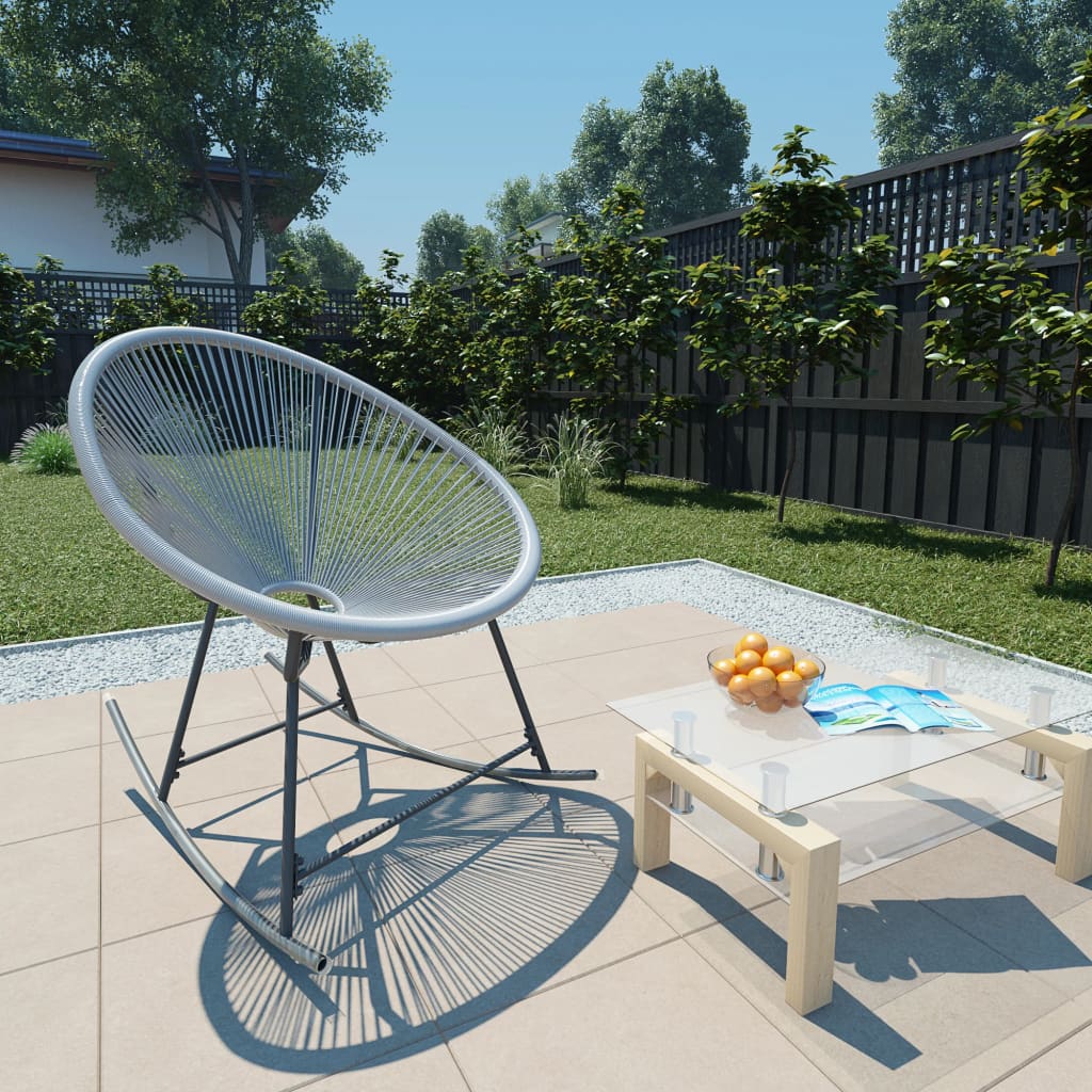 vidaXL Outdoor Rocking Moon Chair Grey Poly Rattan