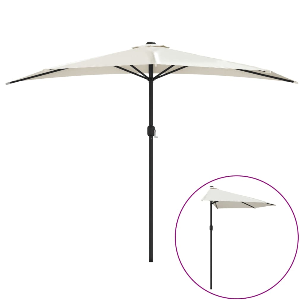 8718475625377_a_en_hd_1 vidaXL Garden Parasol with Aluminium Pole Sand 300x155 cm Half - Image 2