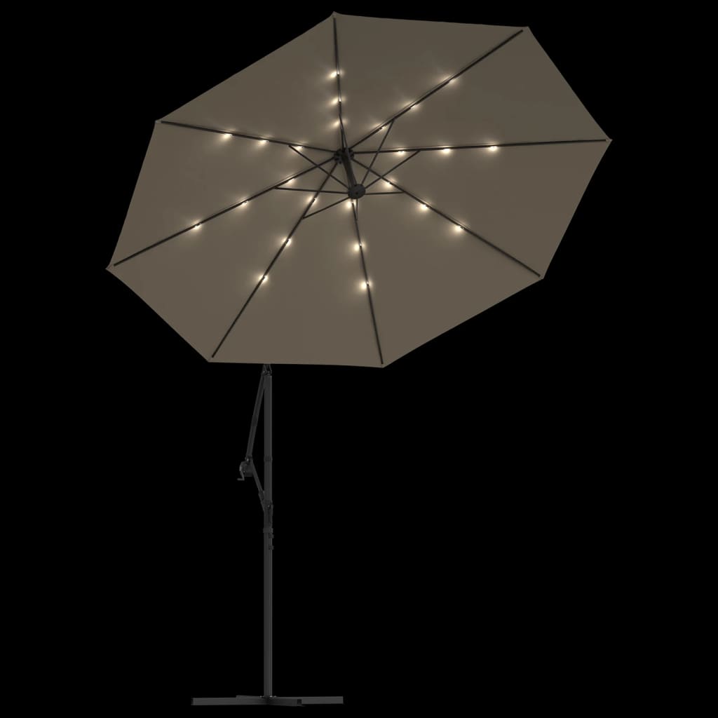 8718475697619_g_en_hd_4 vidaXL Cantilever Garden Parasol with LED Lights and Steel Pole 300 cm Taupe - Image 5