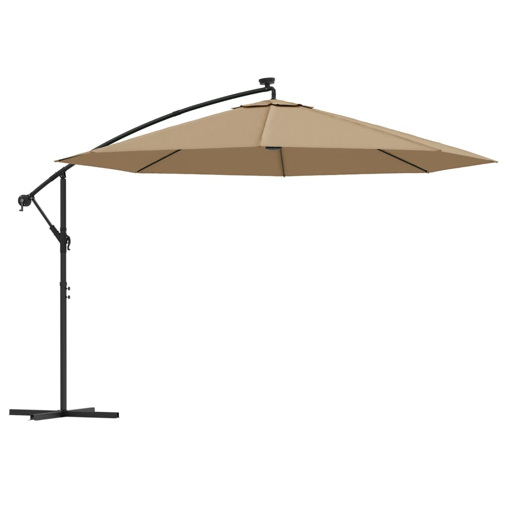 8718475697657_a_en_hd_1 vidaXL Cantilever Garden Parasol with LED Lights and Metal Pole 350 cm Taupe - Image 2