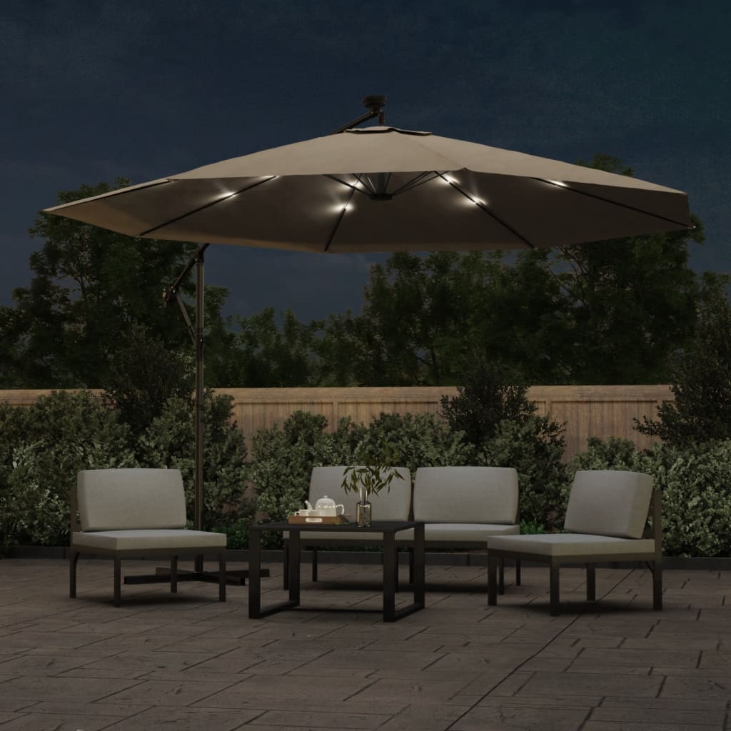 8718475697657_g_en_hd_1 vidaXL Cantilever Garden Parasol with LED Lights and Metal Pole 350 cm Taupe - Image 3