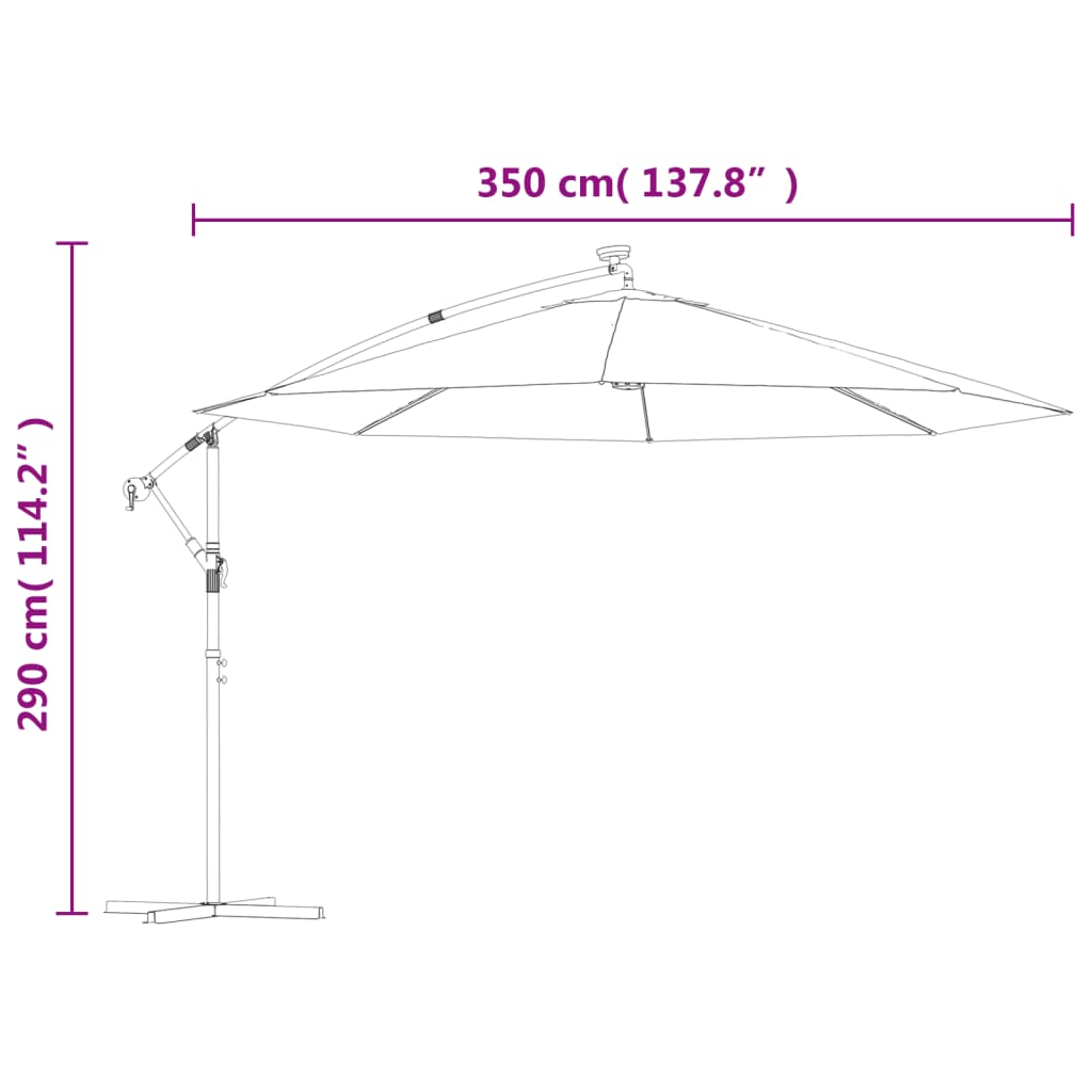 8718475697657_g_en_hd_10 vidaXL Cantilever Garden Parasol with LED Lights and Metal Pole 350 cm Taupe - Image 12