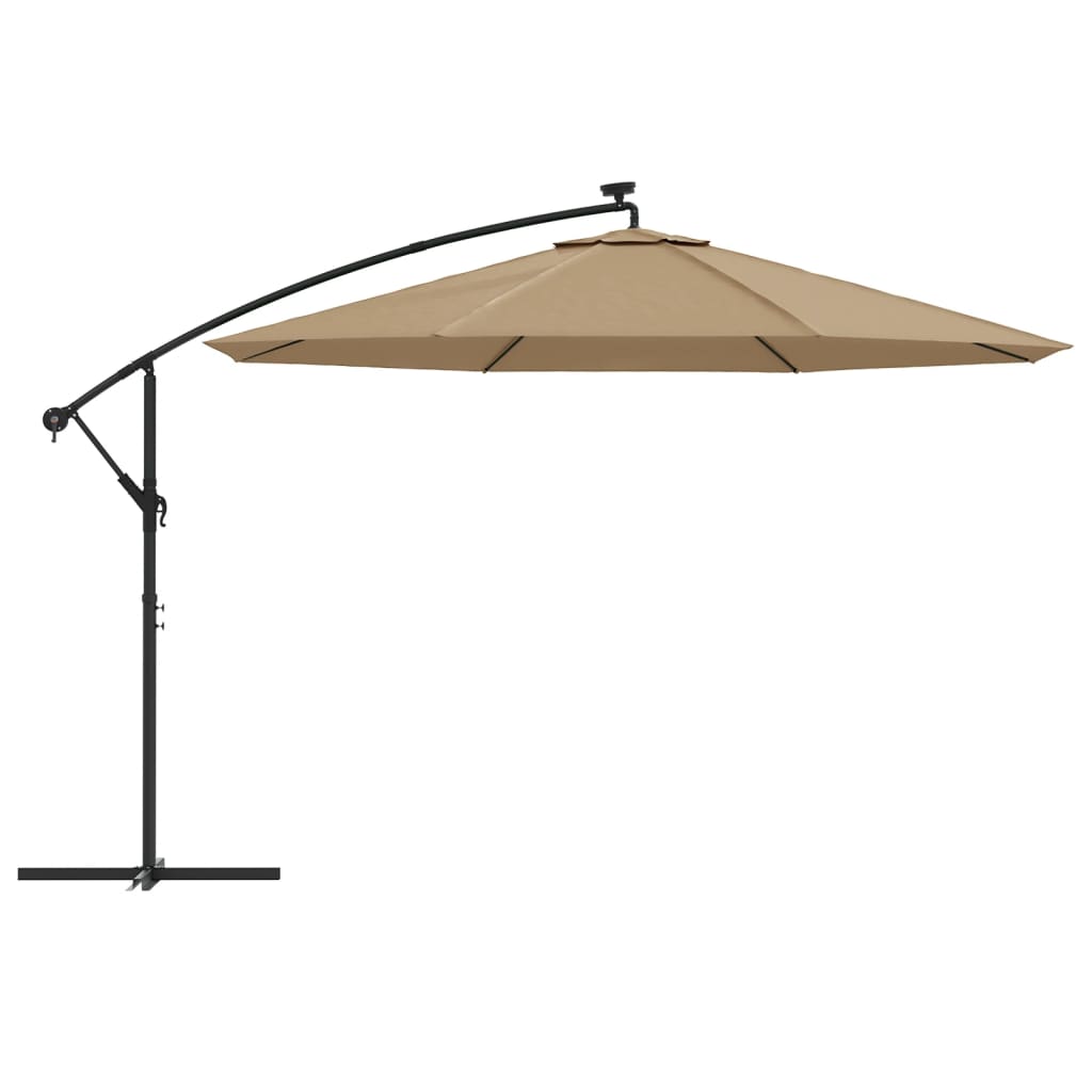 8718475697657_g_en_hd_2 vidaXL Cantilever Garden Parasol with LED Lights and Metal Pole 350 cm Taupe - Image 4