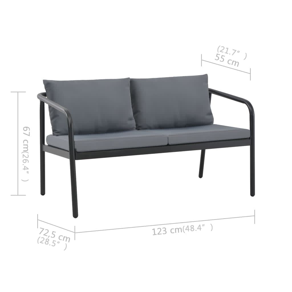 8718475702092_g_en_hd_6 vidaXL 2 Seater Garden Bench with Cushions Grey Aluminium - Image 7