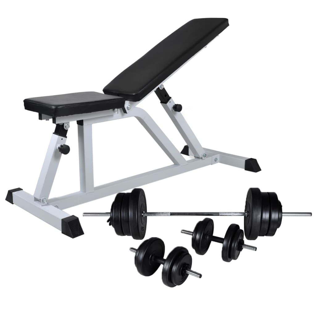 8718475702412_a_en_hd_1 vidaXL Workout Bench with Barbell and Dumbbell Set 60.5 kg - Image 1