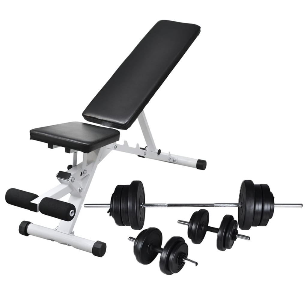 8718475702429_a_en_hd_1 vidaXL Workout Bench with Barbell and Dumbbell Set 60.5 kg - Image 1