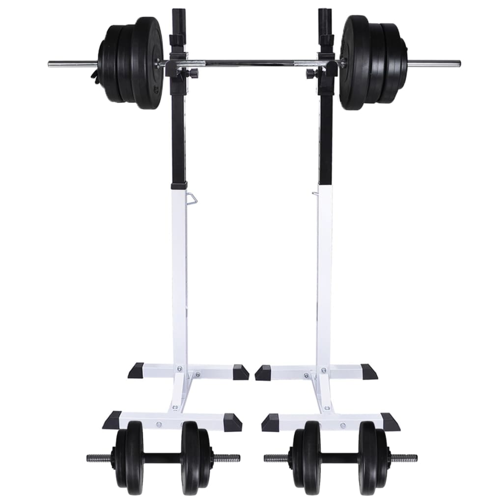8718475702443_a_en_hd_1 vidaXL Barbell Squat Rack with Barbell and Dumbbell Set 60.5 kg - Image 1