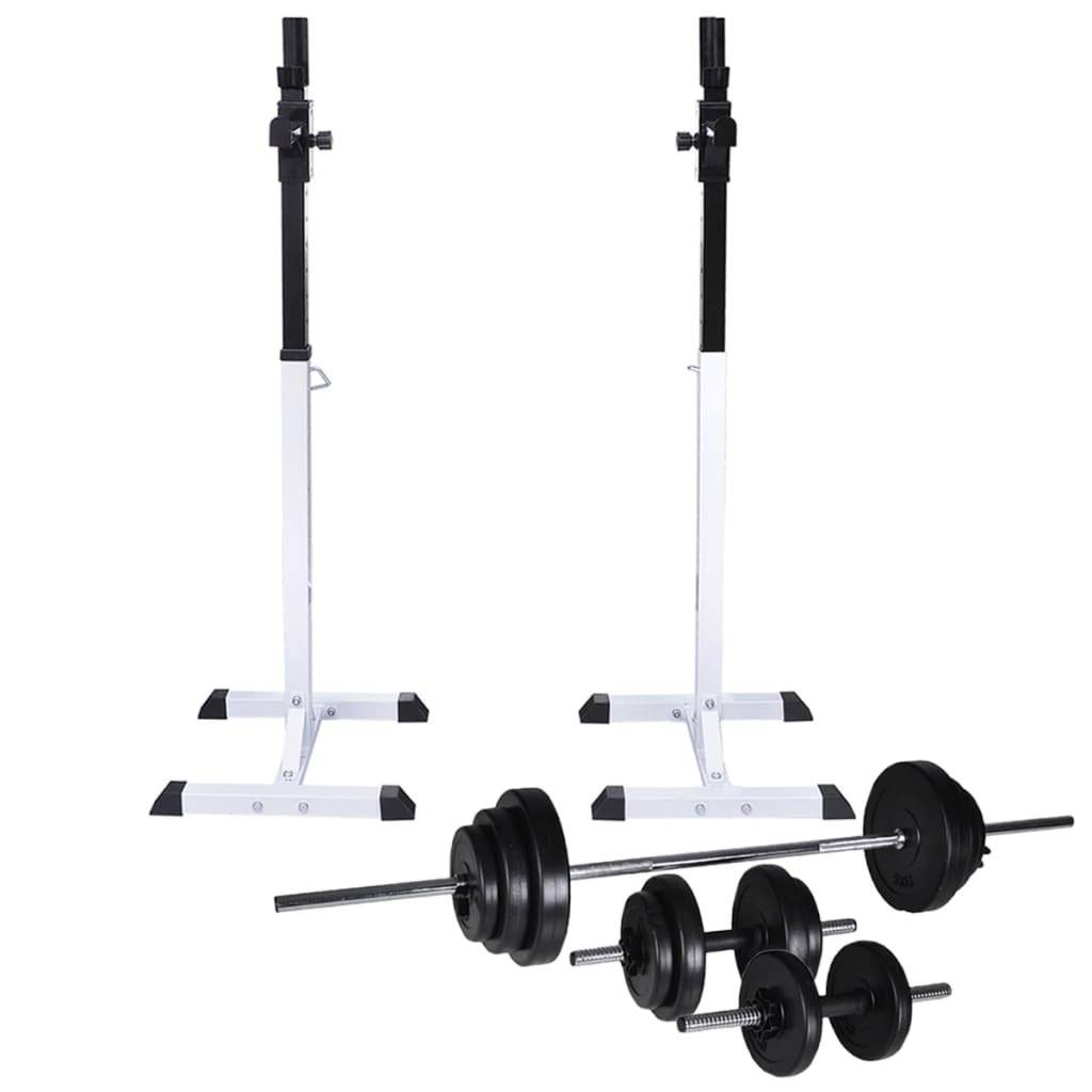 8718475702481_a_en_hd_1 vidaXL Barbell Squat Rack with Barbell and Dumbbell Set 30.5 kg - Image 1
