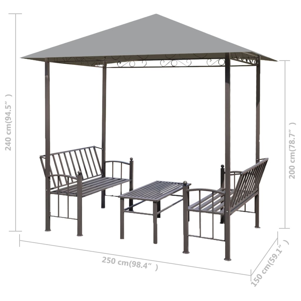8718475704676_g_en_hd_3 vidaXL Garden Pavilion with Table and Benches 2.5x1.5x2.4 m Anthracite - Image 5