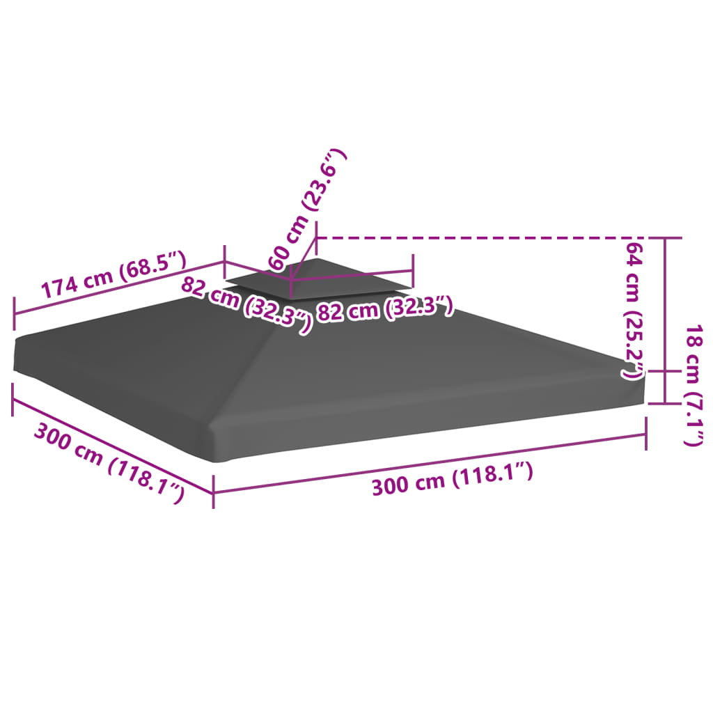 8718475704683_g_en_hd_5 vidaXL 2-Tier Gazebo Top Cover 310 g/m² 3x3 m Taupe - Image 6