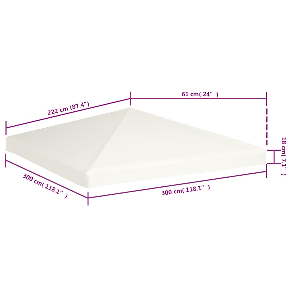 8718475704898_g_en_hd_5 vidaXL Gazebo Top Cover 310 g/m² 3x3 m Cream White - Image 6
