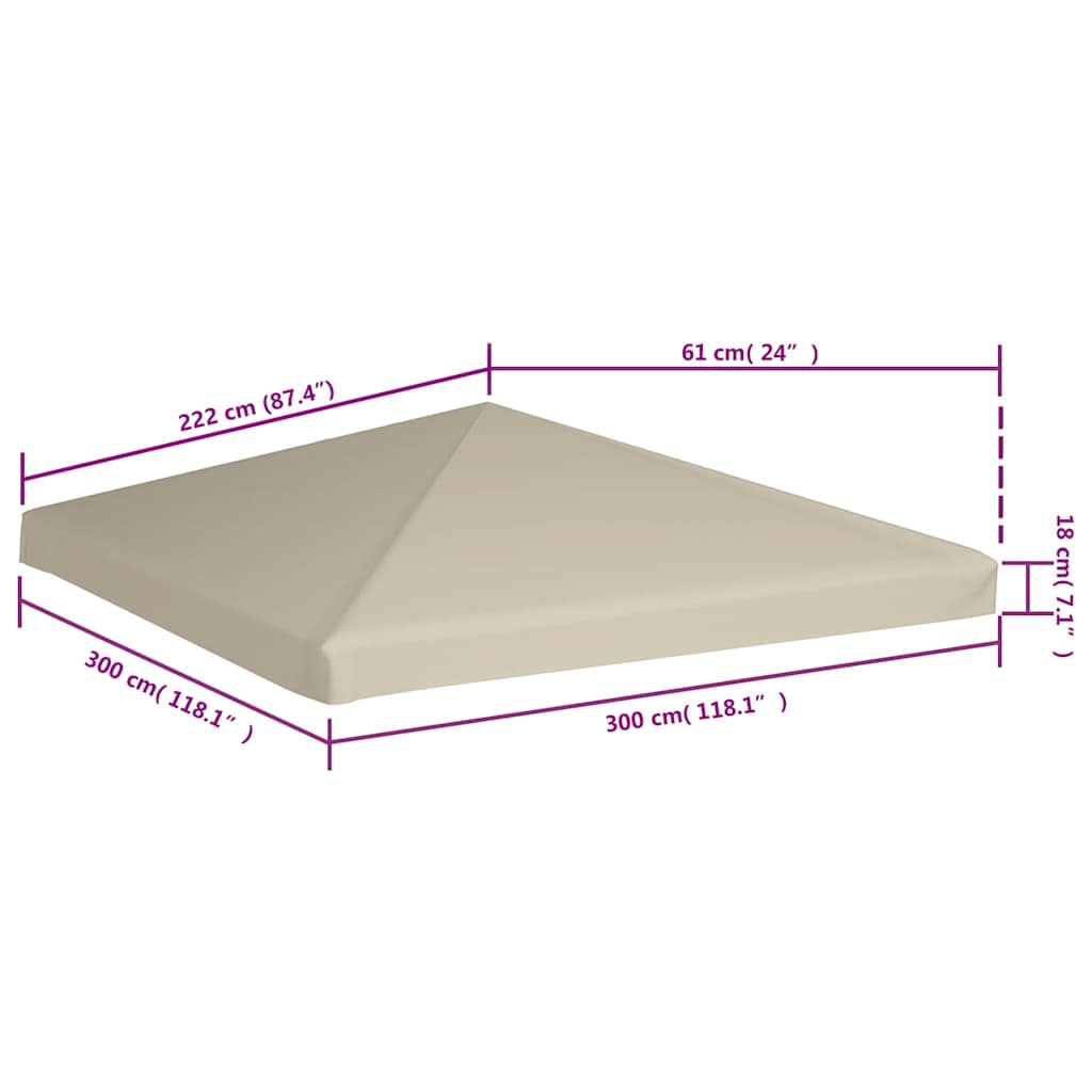 8718475704904_g_en_hd_5 vidaXL Gazebo Top Cover 310 g/m² 3x3 m Beige - Image 6