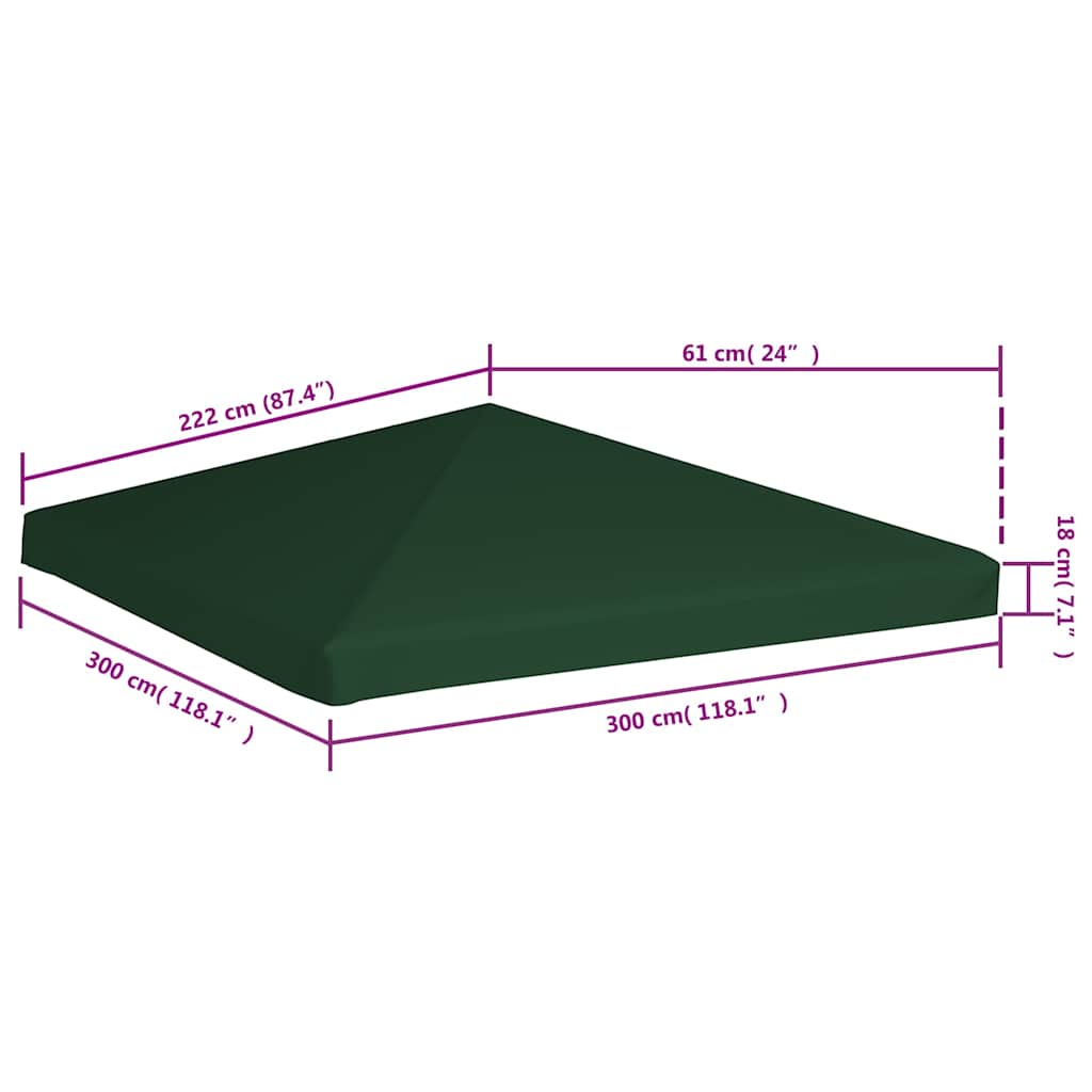8718475704911_g_en_hd_5 vidaXL Gazebo Top Cover 310 g/m² 3x3 m Green - Image 6