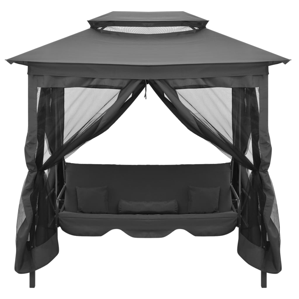 8718475706816_g_en_hd_1 vidaXL Outdoor Convertible Swing Bench with Canopy Anthracite 220x160x240 cm Steel - Image 2