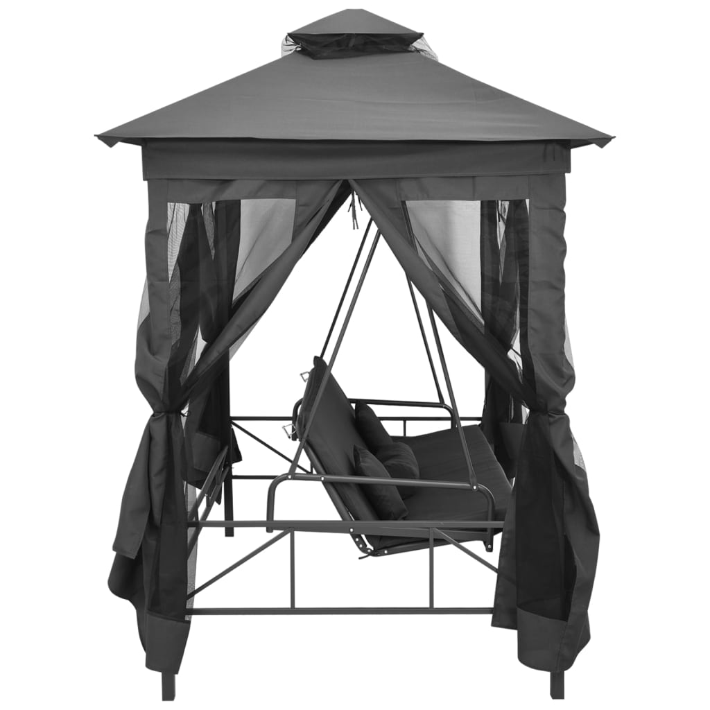 8718475706816_g_en_hd_2 vidaXL Outdoor Convertible Swing Bench with Canopy Anthracite 220x160x240 cm Steel - Image 3
