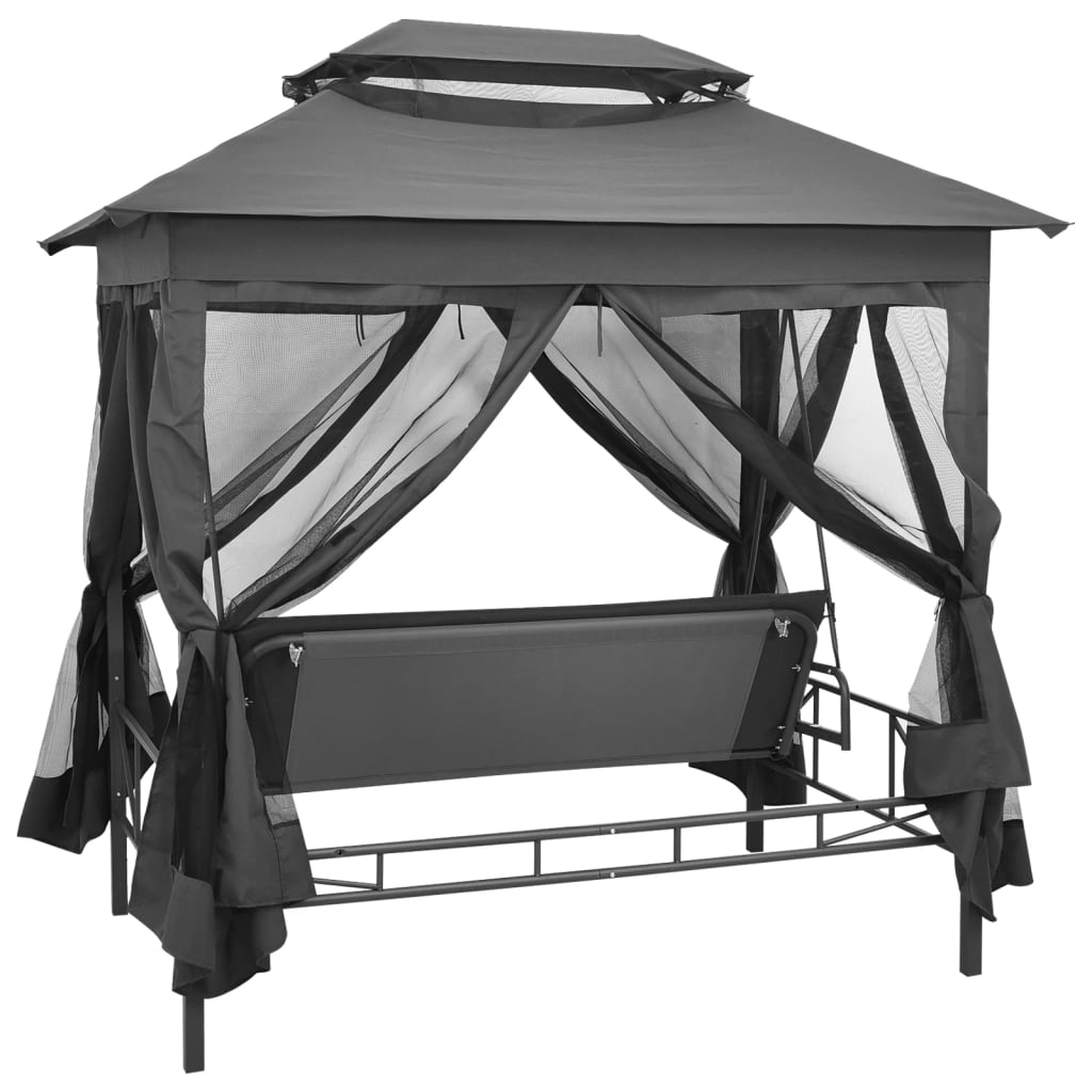 8718475706816_g_en_hd_5 vidaXL Outdoor Convertible Swing Bench with Canopy Anthracite 220x160x240 cm Steel - Image 6