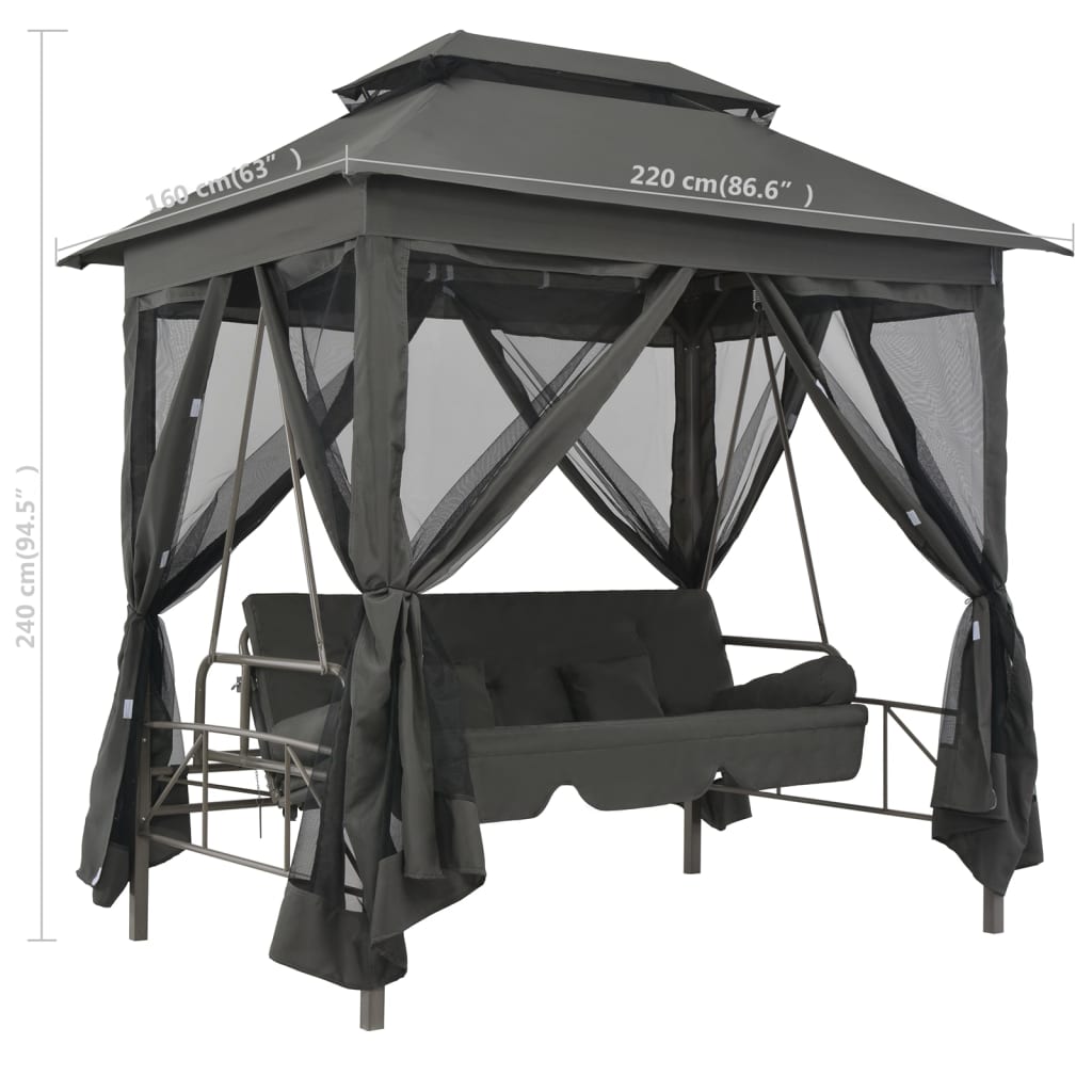 8718475706816_g_en_hd_7 vidaXL Outdoor Convertible Swing Bench with Canopy Anthracite 220x160x240 cm Steel - Image 8